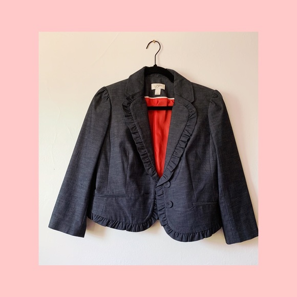 LOFT Jackets & Blazers - LOFT ruffle chambray blazer